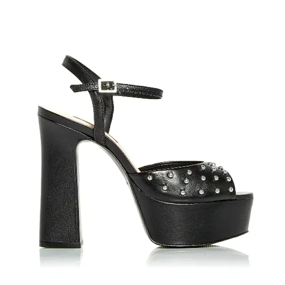 New w/o Box Aqua Cullen Genuine Leather Ankle Strap Platform Studded Sandals