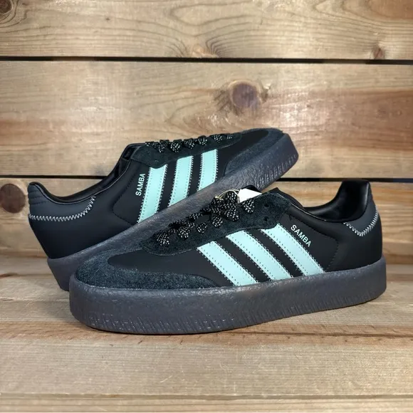 NEW Womens Multiple Sizes - Adidas Sambae “Core Black Haze Green” Shoes IE9110