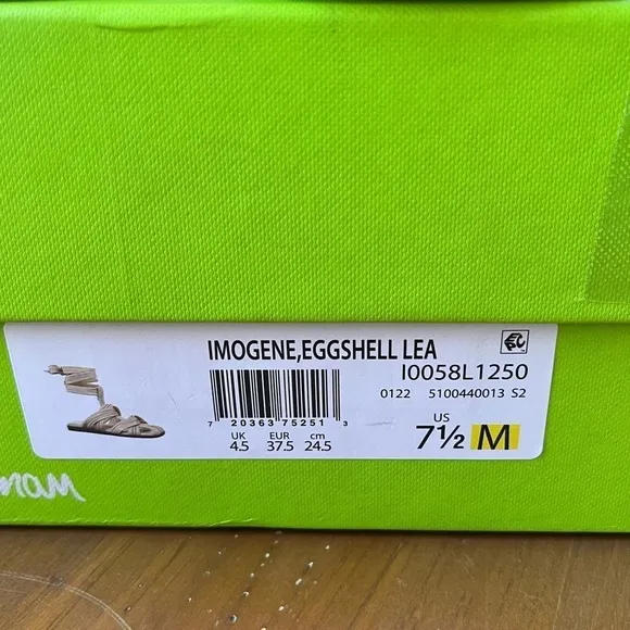 NEW Women’s SAM EDELMAN IMOGENE LEATHER ANKLE GLADIATOR SANDALS Eggshell 7.5