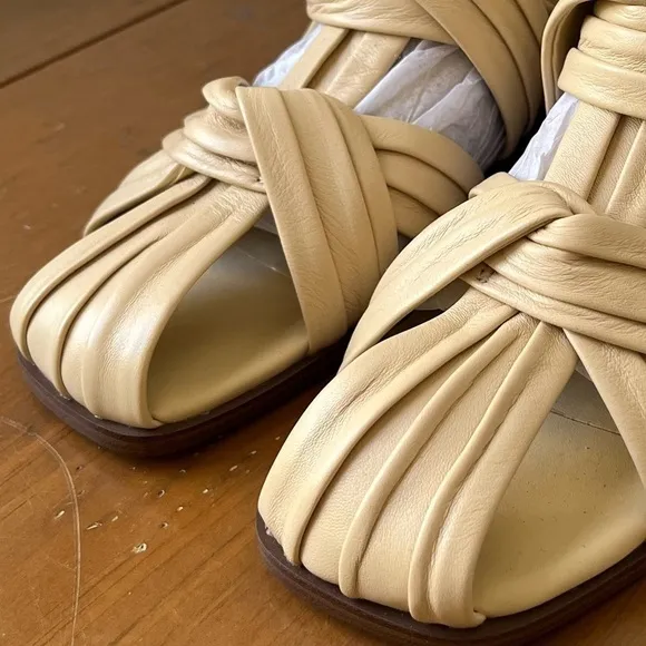 NEW Women’s SAM EDELMAN IMOGENE LEATHER ANKLE GLADIATOR SANDALS Eggshell 7.5