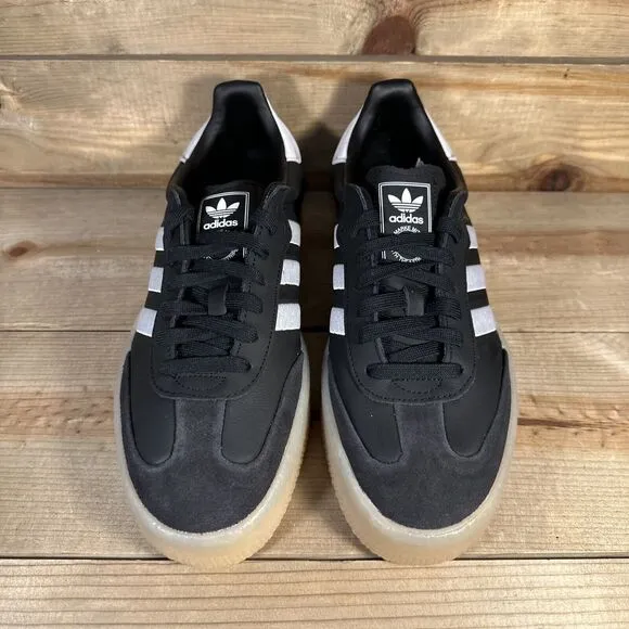 NEW Womens Size 10 - Adidas Sambae “Black White Gum” Lifestyle Sneakers ID0436