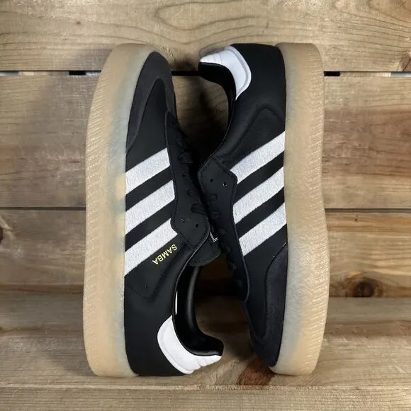 NEW Womens Size 10 - Adidas Sambae “Black White Gum” Lifestyle Sneakers ID0436