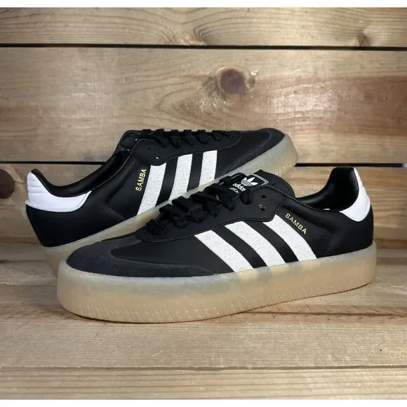 NEW Womens Size 10 - Adidas Sambae “Black White Gum” Lifestyle Sneakers ID0436