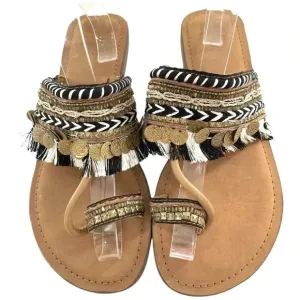 New Z&amp;L womens sandals size 40 brown black white boho festival