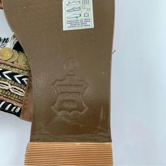 New Z&amp;L womens sandals size 40 brown black white boho festival