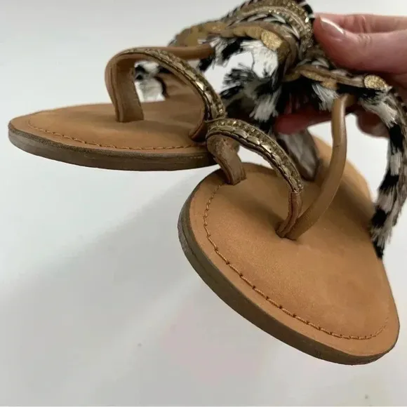New Z&amp;L womens sandals size 40 brown black white boho festival