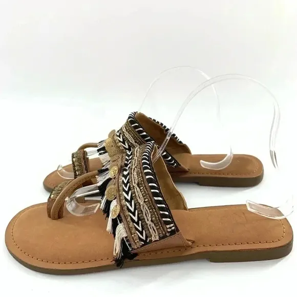 New Z&amp;L womens sandals size 40 brown black white boho festival