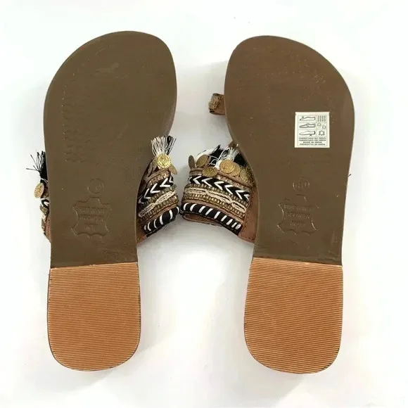 New Z&amp;L womens sandals size 40 brown black white boho festival