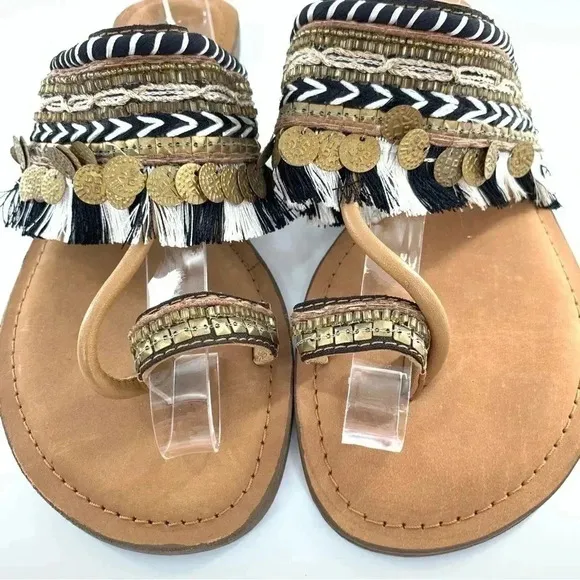 New Z&amp;L womens sandals size 40 brown black white boho festival