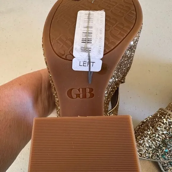 New GB Gold Glitter Platform Sandals