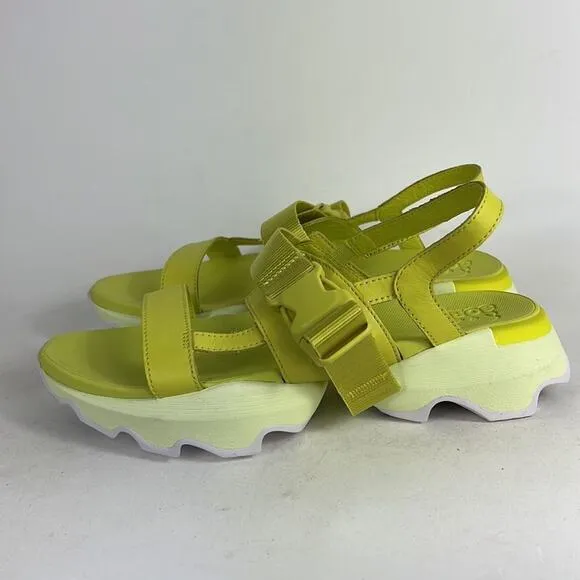 New Sorel Kinetic women’s size 8 neon yellow white athletic athleisure sandals
