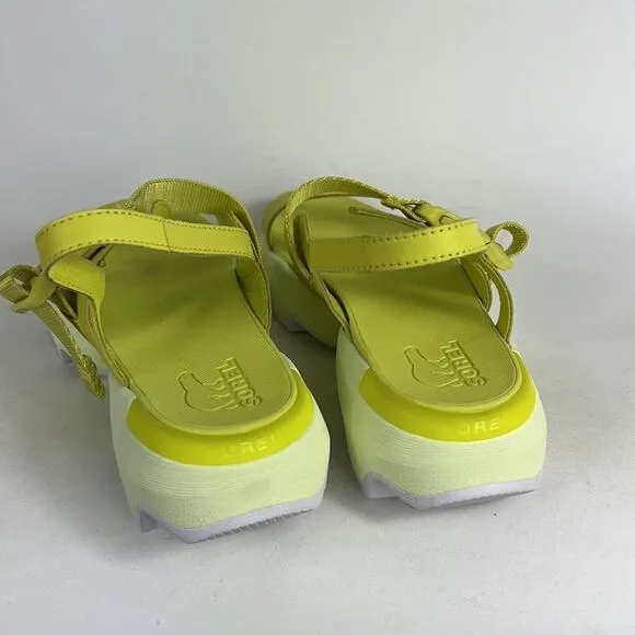 New Sorel Kinetic women’s size 8 neon yellow white athletic athleisure sandals