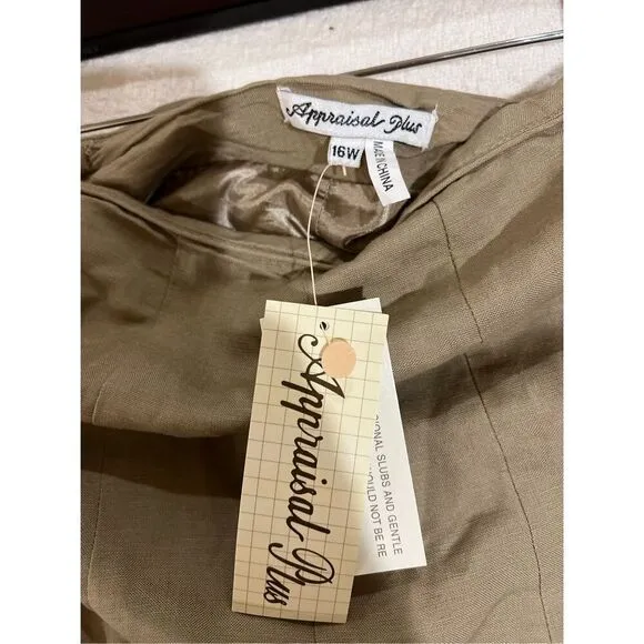 New Vintage Appraisal Plus Kahki a-line Maxi skirt 16W new old stock