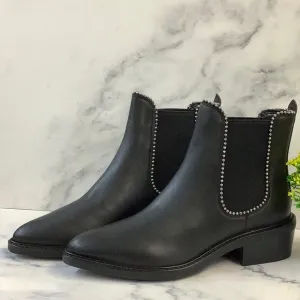 NIB Coach Bowery Leather Black Ankle Boots Women's Size 7B