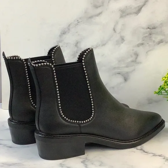 NIB Coach Bowery Leather Black Ankle Boots Women's Size 7B