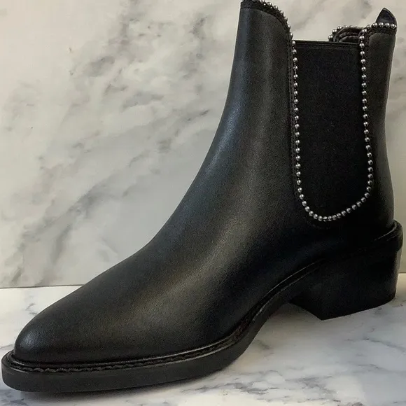 NIB Coach Bowery Leather Black Ankle Boots Women's Size 7B