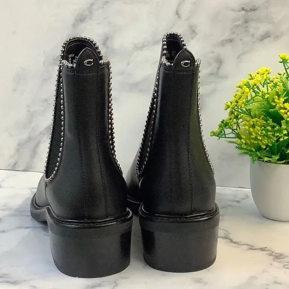 NIB Coach Bowery Leather Black Ankle Boots Women's Size 7B