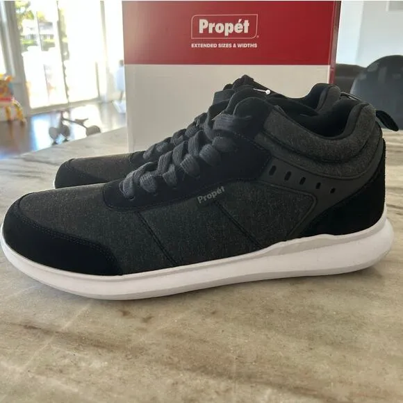 NIB Propet Viator Hi Men's Walking Shoes, Black/Gray/White, Size 14
