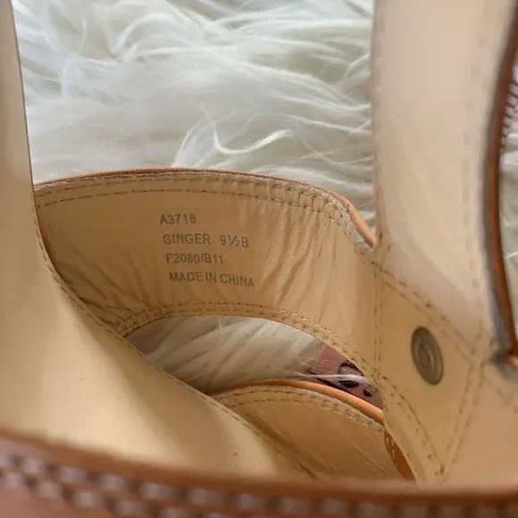 NIB Stacked Heel Tan Coach Sandals