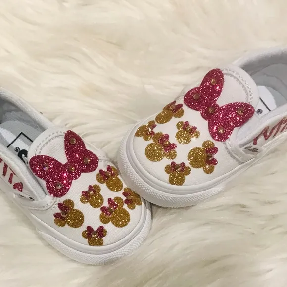 NIB Vans baby toddler shoes size 5 customized Minnie Mouse shoes personalized