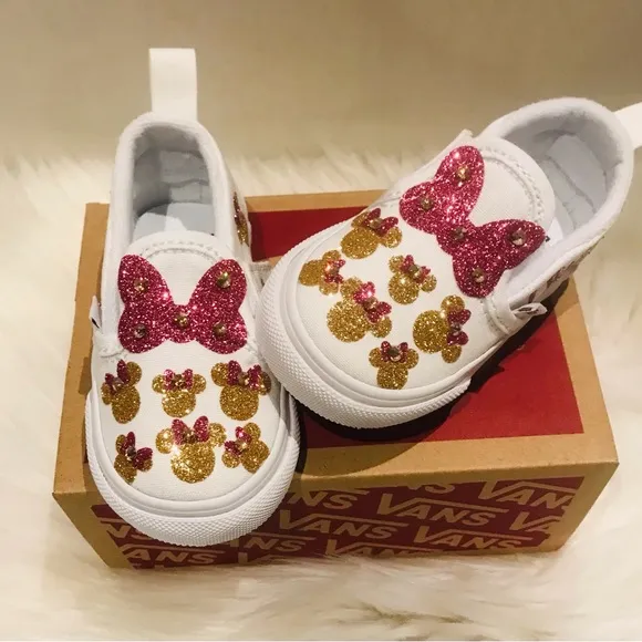 NIB Vans baby toddler shoes size 5 customized Minnie Mouse shoes personalized
