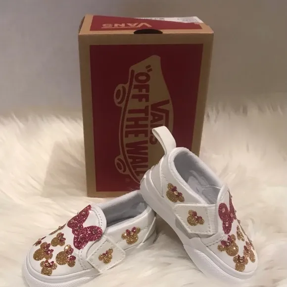 NIB Vans baby toddler shoes size 5 customized Minnie Mouse shoes personalized