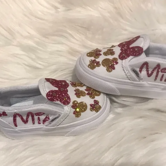 NIB Vans baby toddler shoes size 5 customized Minnie Mouse shoes personalized