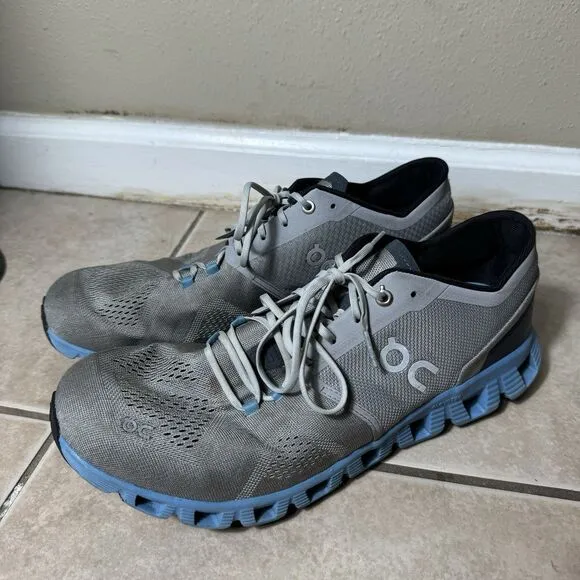 NICE ON Cloud X 2 Men's 9 Alloy Grey Niagara Blue Running Shoes 40.99038