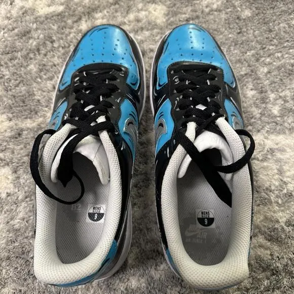 Nike Air Force 1 Custom Sneakers Cartoon Teal Black White Shoes  Mens Womens Sz9