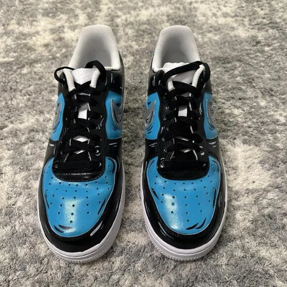 Nike Air Force 1 Custom Sneakers Cartoon Teal Black White Shoes  Mens Womens Sz9