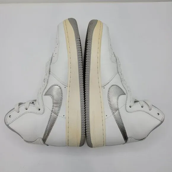 Nike Air Force 1 High Retro QS Men's White Silver 2015 743546-101 US Size 7.5