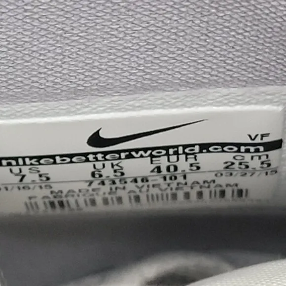 Nike Air Force 1 High Retro QS Men's White Silver 2015 743546-101 US Size 7.5