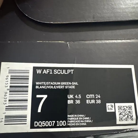 Nike Air Force 1 High Sculpt White Stadium Green DQ5007-100 Size 7