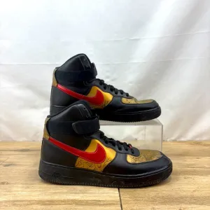 Nike Air Force 1 High Utility 2.0 Black/Red/Gold Custom Painted Men’s Size: 10