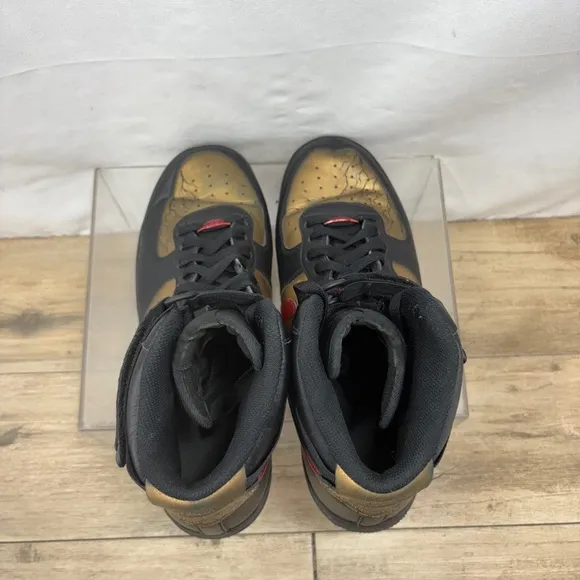 Nike Air Force 1 High Utility 2.0 Black/Red/Gold Custom Painted Men’s Size: 10