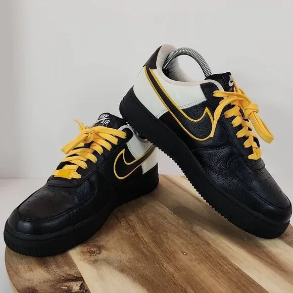 Nike Air Force 1 Low Black Gold White Mens Size 6.5 Women's 8 Steelers Custom by