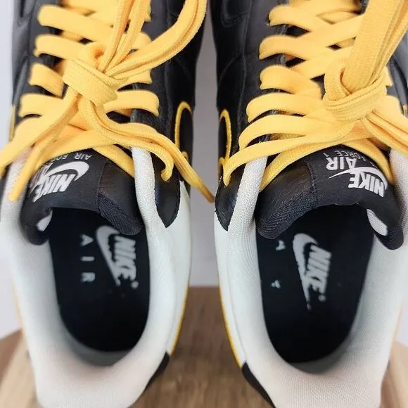 Nike Air Force 1 Low Black Gold White Mens Size 6.5 Women's 8 Steelers Custom by