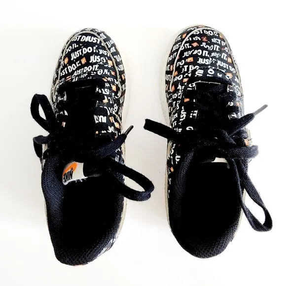 Nike Air Force 1 Low Just Do It Kid's Black White Orange Sneakers Kid's Size 11C