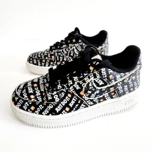 Nike Air Force 1 Low Just Do It Kid's Black White Orange Sneakers Kid's Size 11C