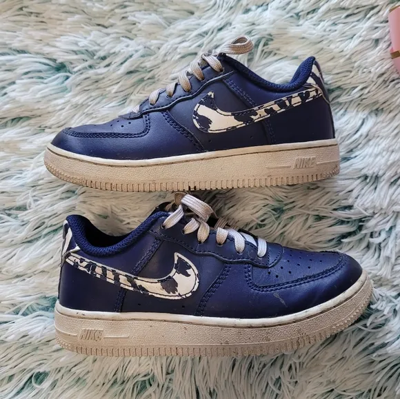 Nike Air Force 1 LV8 1 Splatter Swoosh Blue Void GS