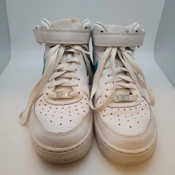 Nike Air Force 1 Mid Custom Drip Shoes Size 6 Youth White and Teal 2019