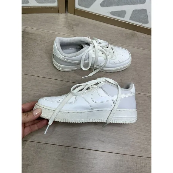 Nike Air Force 1 White Vast Grey Youth Sneaker 314219-134 Sz 5 Y Big Boys Girls