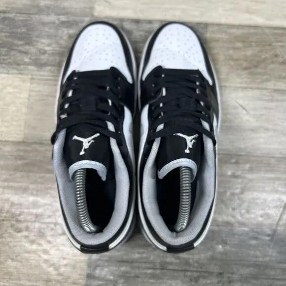 Nike Air Jordan 1 Low Retro Shadow Toe Men's 7 Black White Gray Shoes 553558-040