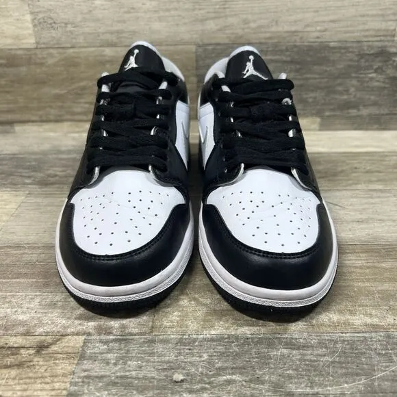 Nike Air Jordan 1 Low Retro Shadow Toe Men's 7 Black White Gray Shoes 553558-040
