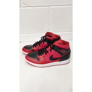 Nike Air Jordan 1 Mid Retro Basketball Shoes, Size 9.5, In Gym Red/Black-White