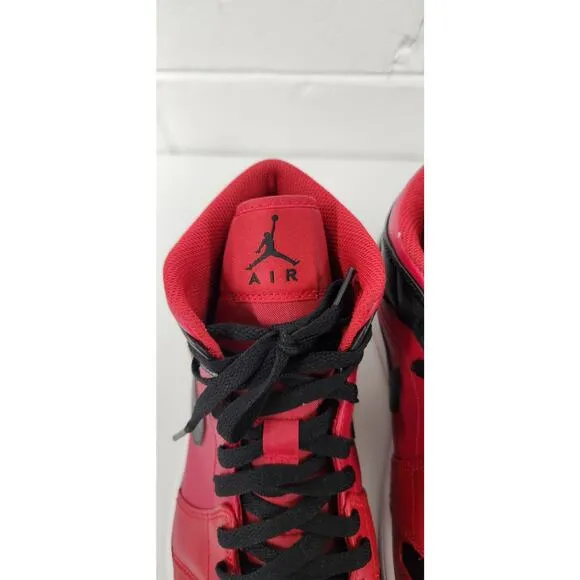 Nike Air Jordan 1 Mid Retro Basketball Shoes, Size 9.5, In Gym Red/Black-White