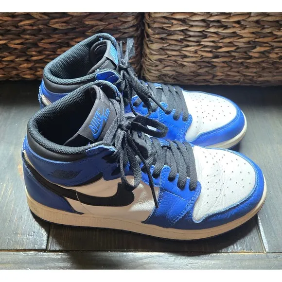 Nike Air Jordan 1 Retro High OG Hyper Royal White Sneakers Shoes Size 7Y