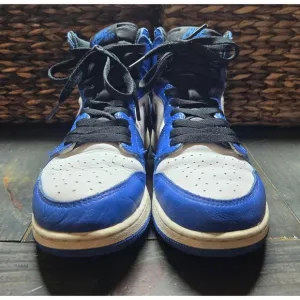Nike Air Jordan 1 Retro High OG Hyper Royal White Sneakers Shoes Size 7Y