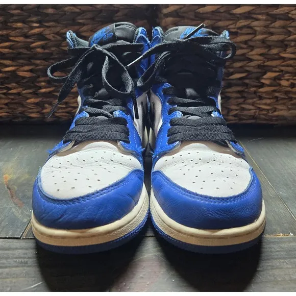 Nike Air Jordan 1 Retro High OG Hyper Royal White Sneakers Shoes Size 7Y
