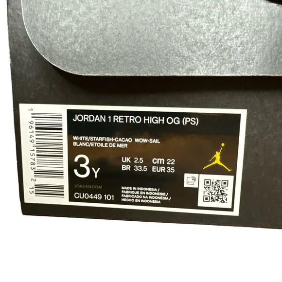 Nike Air Jordan 1 Retro High OG PS‎ Starfish Size 3Y CU0449-101 Boys/Unisex